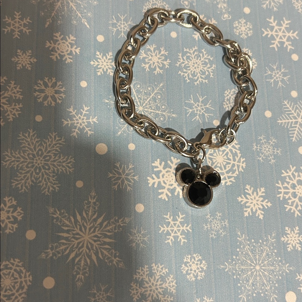 Disney Chain Bracelet with Black Mickey Mouse Charm - Picture 2 of 5